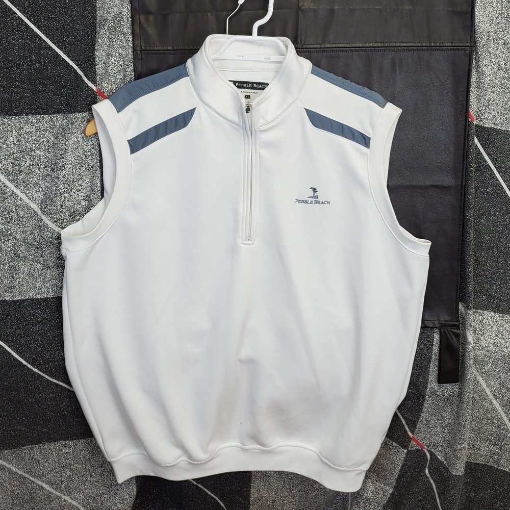 - Pebble Beach Performance white / blue 1/2 Zip Vest - Size XL